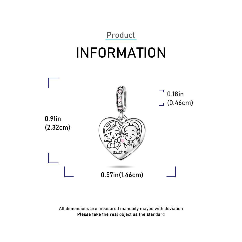 Ahthen Copper Bead Charms Sisters Dangle Charm Fit Snake Chain Bracelets Necklaces for Women Jewellery Making High Quality
