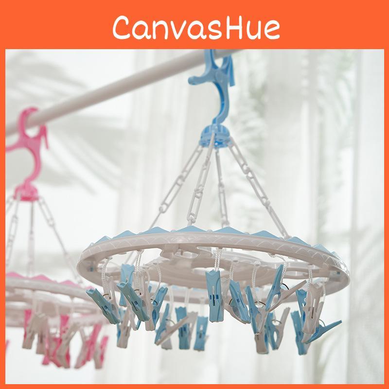 High-quality Non-retractable Plastic Drying Rack With 20 Windproof Clips For Laundry