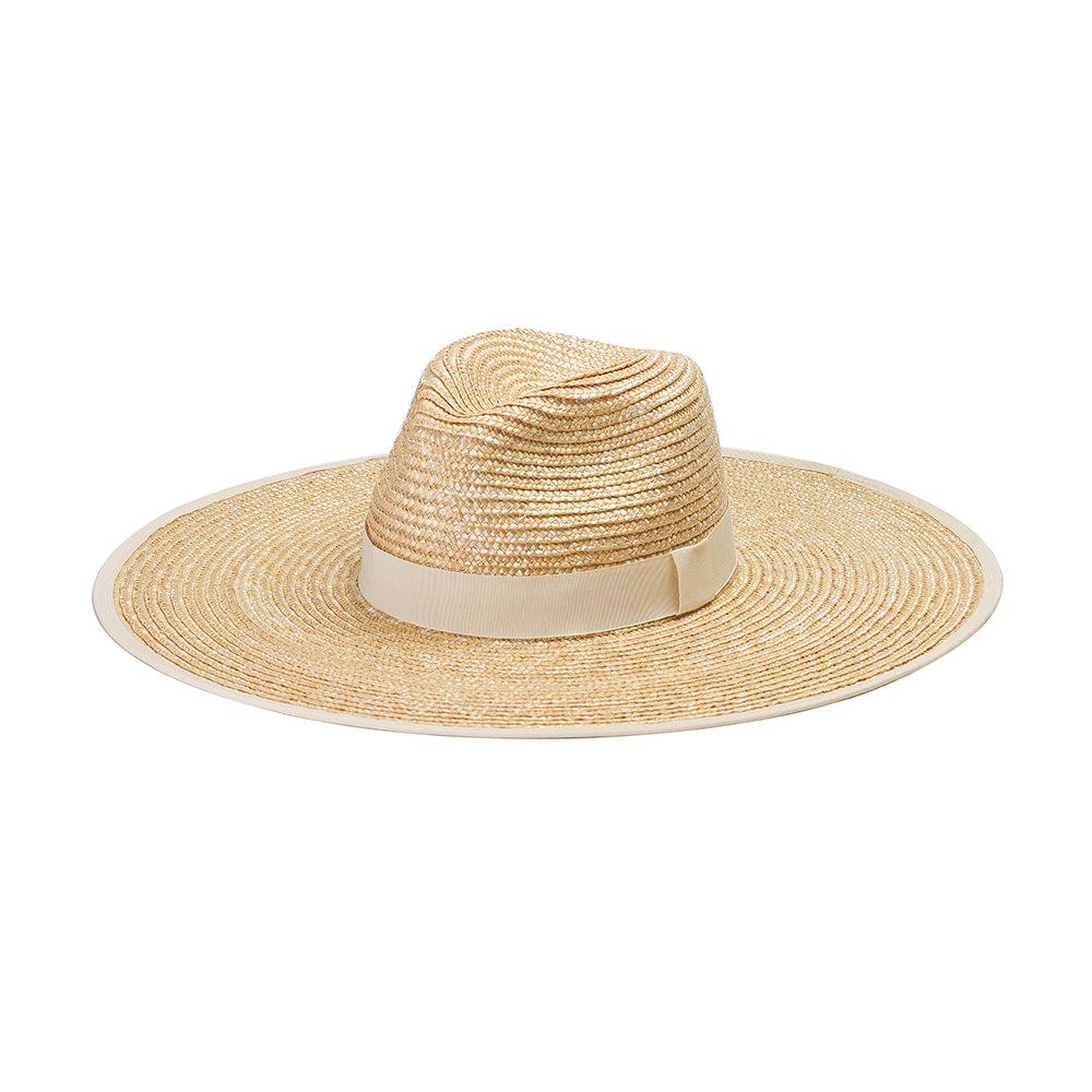 Spring and Summer New Dome Hemming Big Eaves Straw Straw Hat Outdoor Travel Sunscreen Sunshade Beach Big Edge Straw Hat