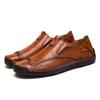 Men's Retro Hand-stitched Slip-on Leather Shoes - Breathable, Casual, Plus Size Driving Shoes