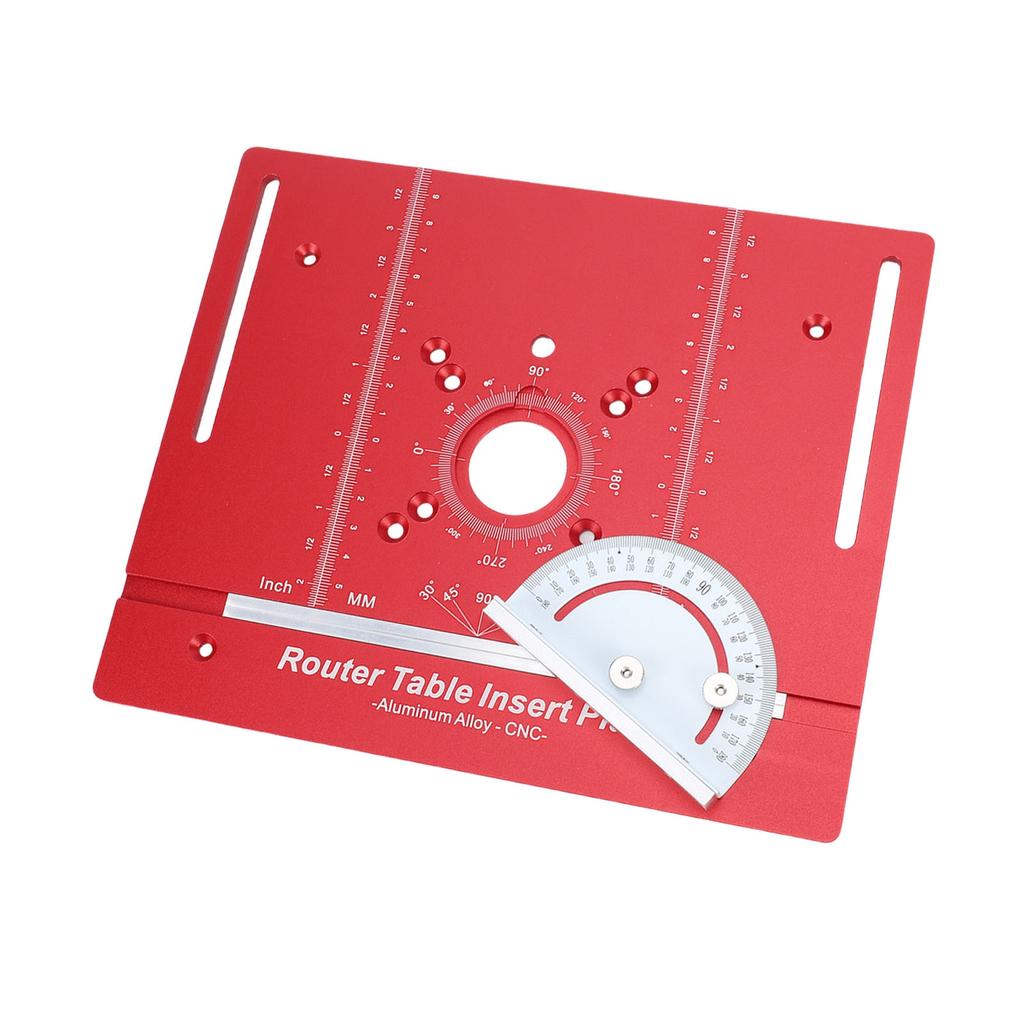 Router Table Insert Plate with Miter Guide Aluminum Alloy Woodworking Bench Flip Board for Trimming Red MM Inch Scales