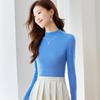 Srcr Women's 100% Wool Half-High Collar Slim Knit Sweater