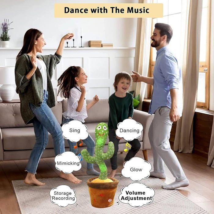 Dancing Cactus Toy - XVX - Adjustable Volume - Recording Function - LED - Educational Gift