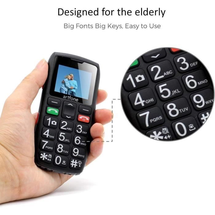 Artfone Mobilní telefon pro seniory Odemčený C1 Senior Černý