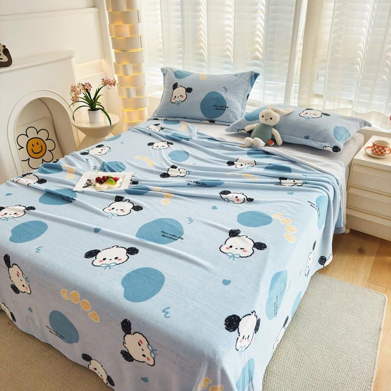 3Pcs Botanical Floral Style Bed Sheet Set Flannel Bed Sheets for Fall and Winter Luxury Super Soft Cozy Queen Size Bedding Set