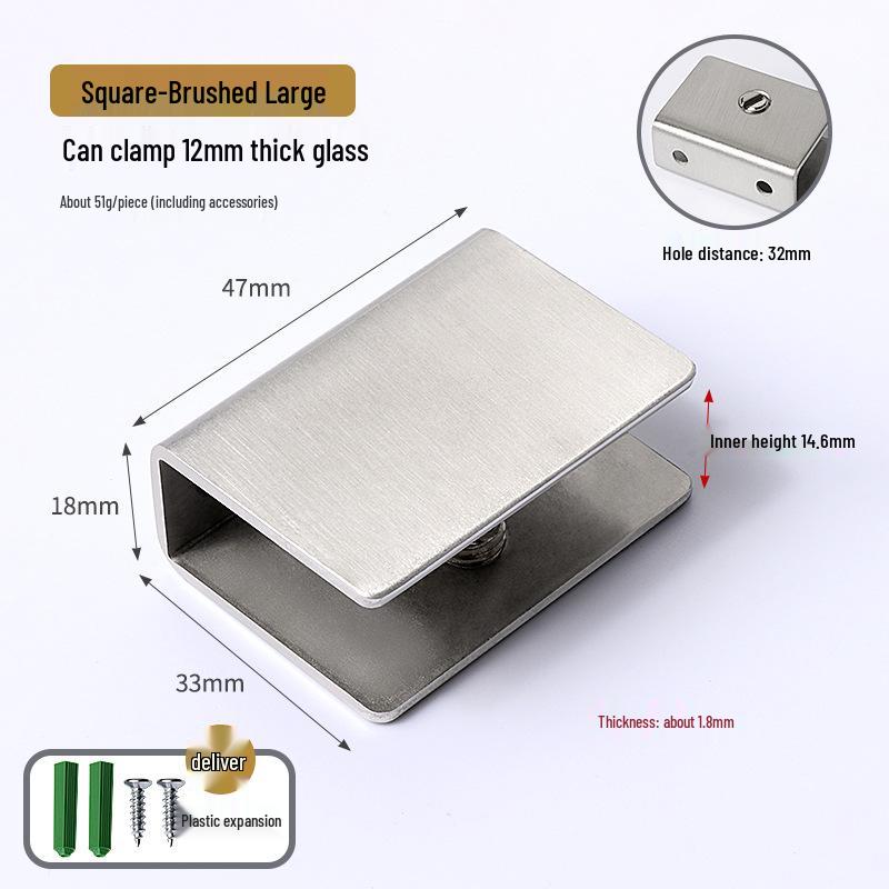 Stainless Steel Semicircular Square Glass Clamp Shelf Bracket