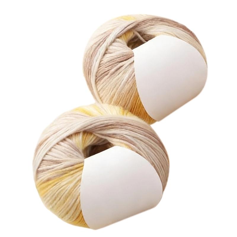 2Pcs Gradient Color Cotton Yarn 250.43Yard Each Knitting Yarn Thread for Sweater Scarves Bag Knitting Crochet Project