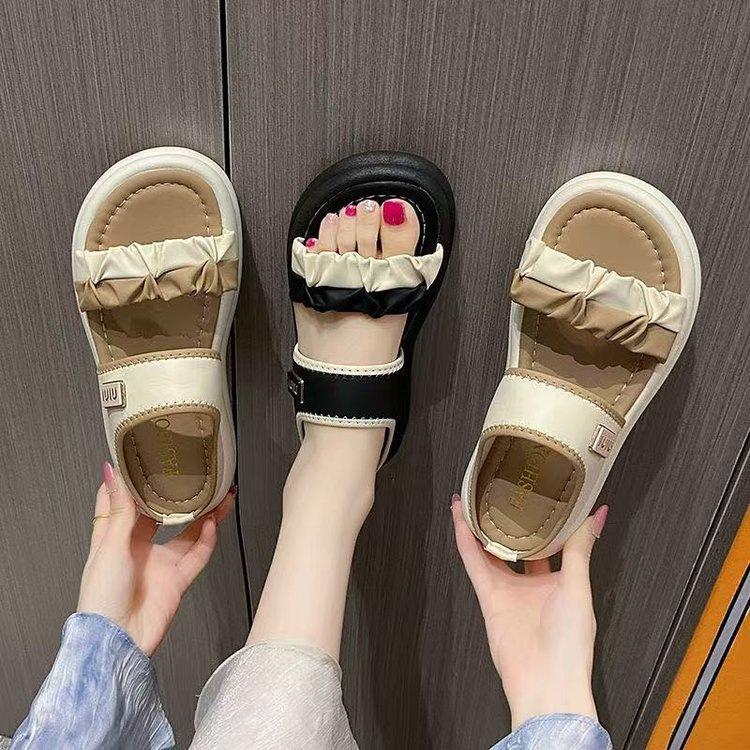 French super fire with skirt sandals women's summer wear 2025 new soft-soled non-slip not tired feet beach cool slippers
