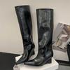 Eilyken Autumn Winter Design Pointed Toe Women Knee High Boots Ladies Shoes Wedges Heels Modern Long Booties Largas Mujer
