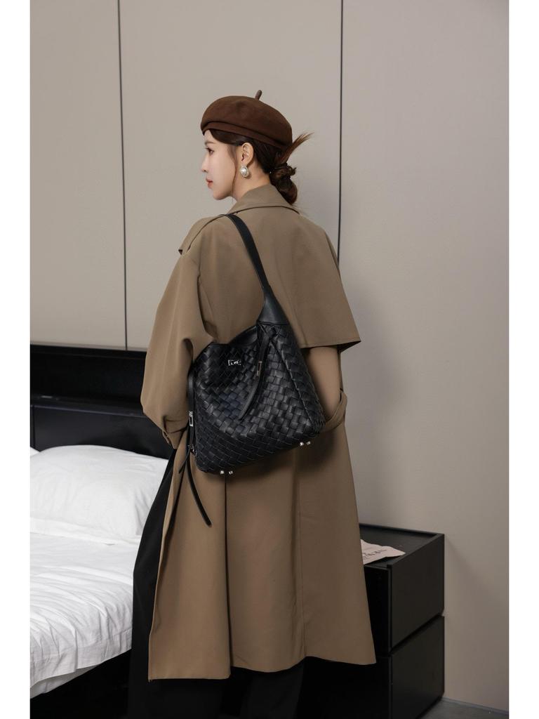 Women's Hand-Woven Soft Cowhide Tote Bag - Unique Design, Genuine Leather Shoulder/Messenger Bag