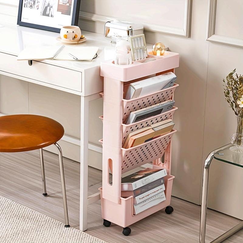 1 Piece of 5-layer Book Storage Box with Wheels, a Desk-mounted Book Organizer, a Classroom Bookshelf, and a Student Book Box