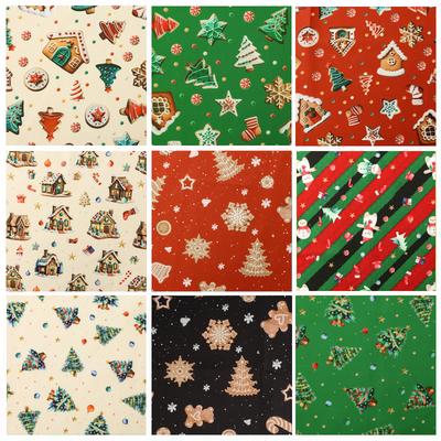 0.5m/1m/5m Gingerbread Man Print Christmas Style Fabric For Sewing Tablecloths Sofa Pillowcase Christmas Decoration DIY Fabrics