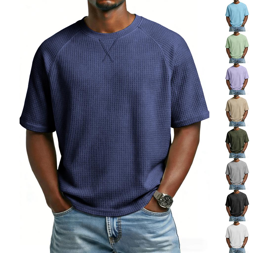 Men's -Knit Raglan Sleeve Round Neck Short Sleeve