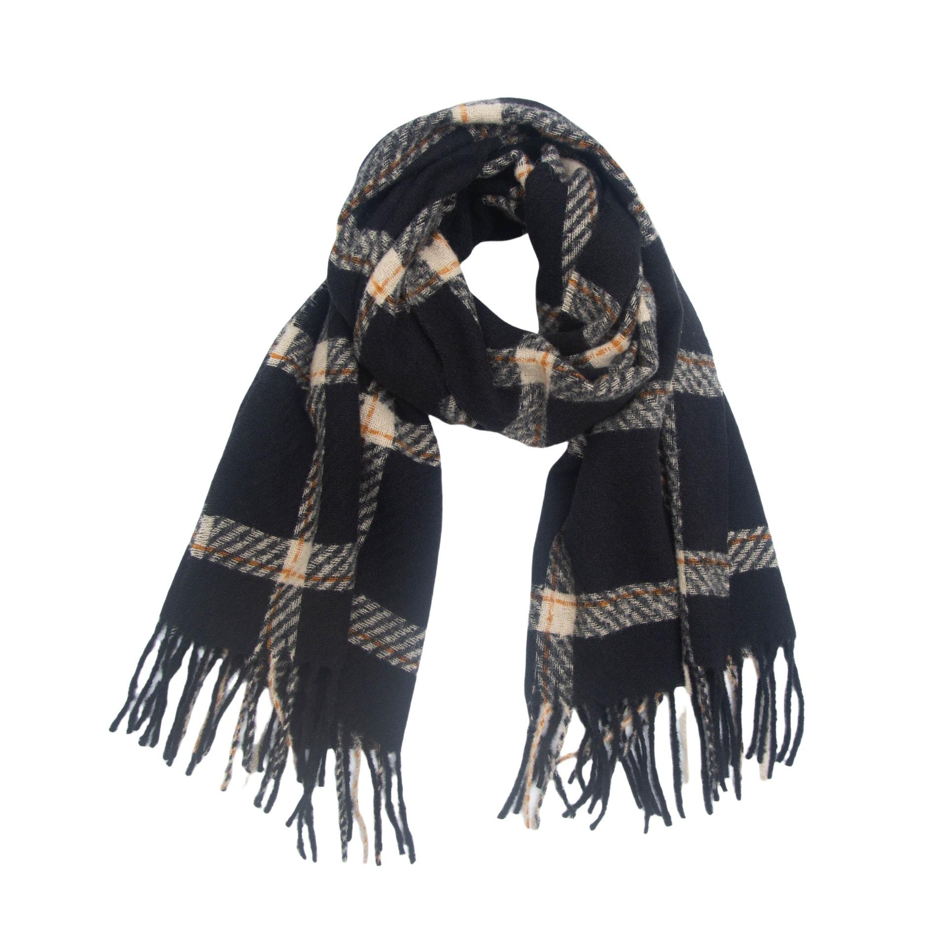 

Women Winter Knitted Scarf Headscarf Ladies Men Casual Plaid Tassel Warm Scarve Mujer Male Vintage Foulard Wrap Shawl New Unisex One Size& 8Y