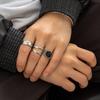 4Pcs/Set Gothic Vintage Silver Color Geometric Ring for Men Neutral Punk Carved Titanium Steel Finger Ring Steampunk Jewelry New