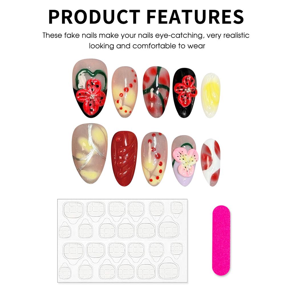 10PCS Gentle False Nails with Smudging Design Natural Unbreakable Nail Simple Wear for Working Dating or Partying