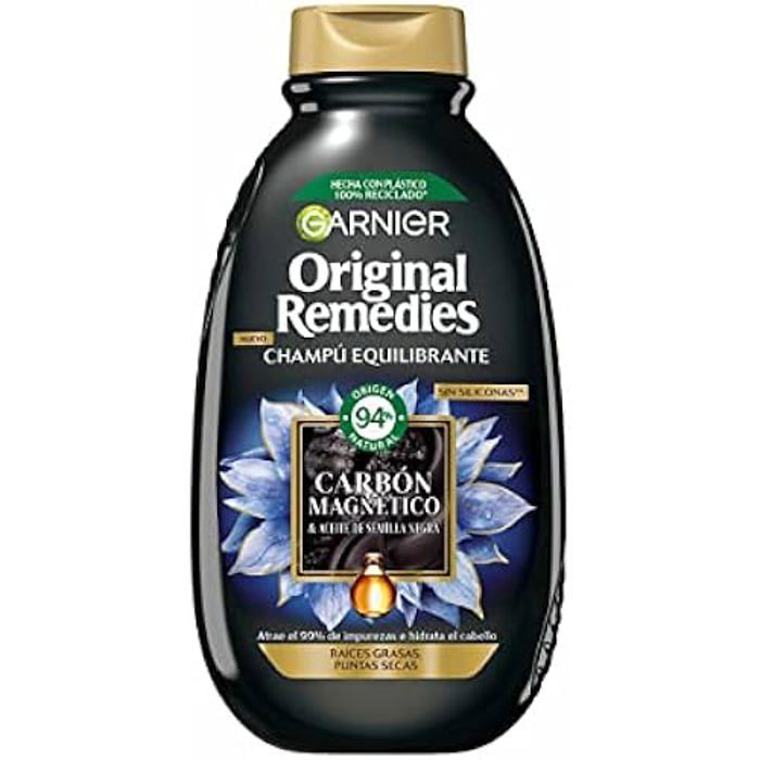 Shampooing au charbon magnétique - GARNIER - ORIGINAL REMEDIES - 250 ml - Noir - Soin purifiant
