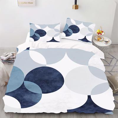 Estilo Sencillo - Juego de Funda Nórdica Estampada Digitalmente - Poliéster - Decoración de Dormitorio -1 Funda de Cama +2 Fundas de Almohada (Sin núcleo de almohada)