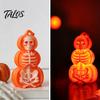 Halloween Craft Activity Supplies Pumpkin Lantern, Spooky Lighted Skeleton Statue, Resin Indoor Outdoor Festival Decor for Porch Table Window
