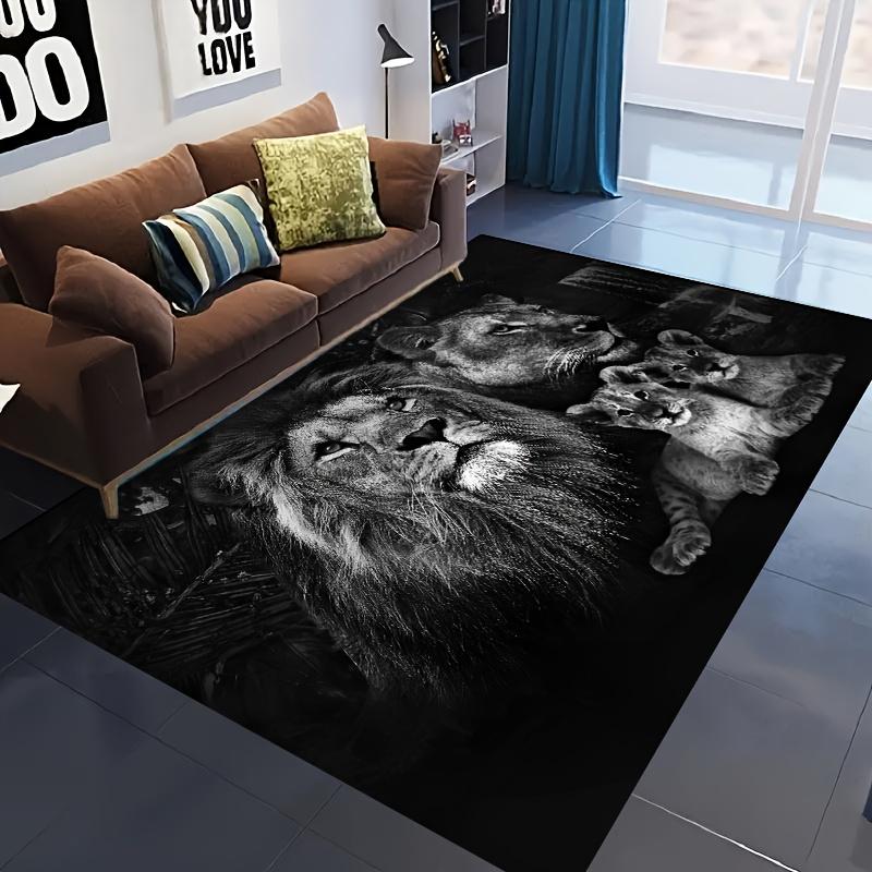 

1pc Wild Lion Print Area Rug, Anti-fading Throw Carpet, Washable Tapestry, Mat For Living Room Bedroom Nursery Room Outdoors Pat 50x80cm