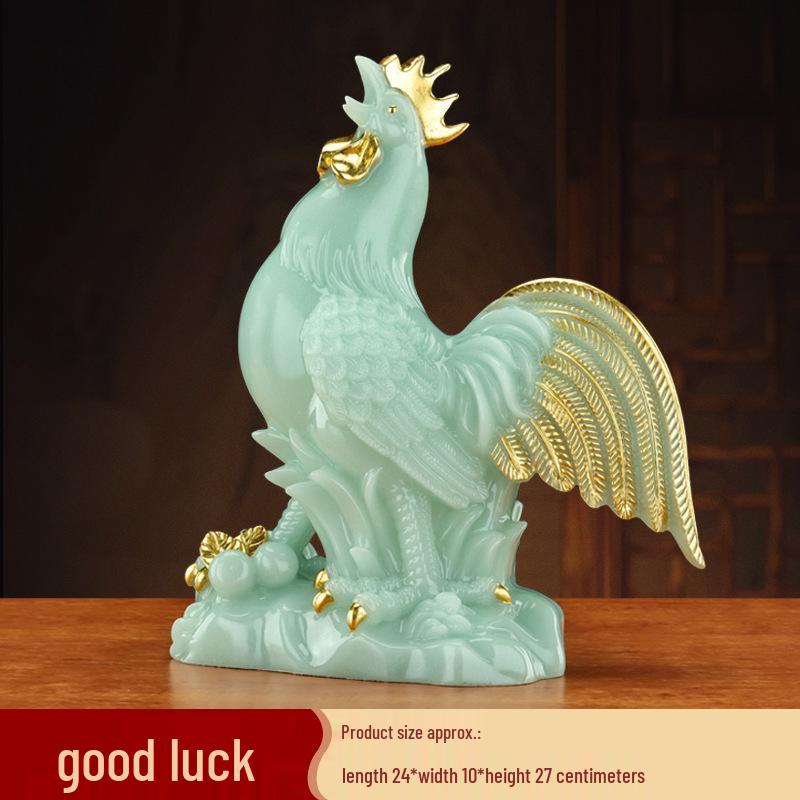 Prosperous Golden Rooster Ornament: Zodiac Rooster Display for Living Room or Office
