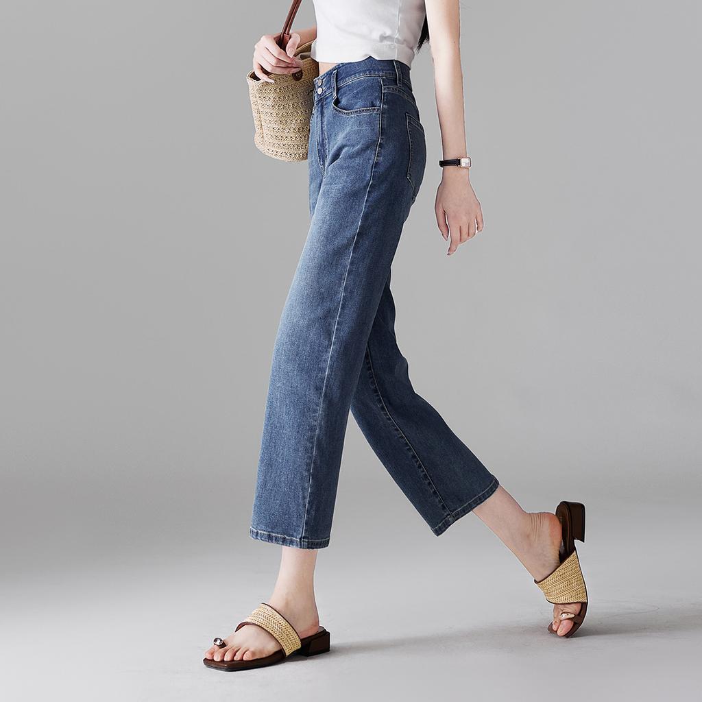 Double Button High Waisted Jeans for Women In Summer 2025, Thin, Fashionable, Versatile and Slimming Straight Leg Pants