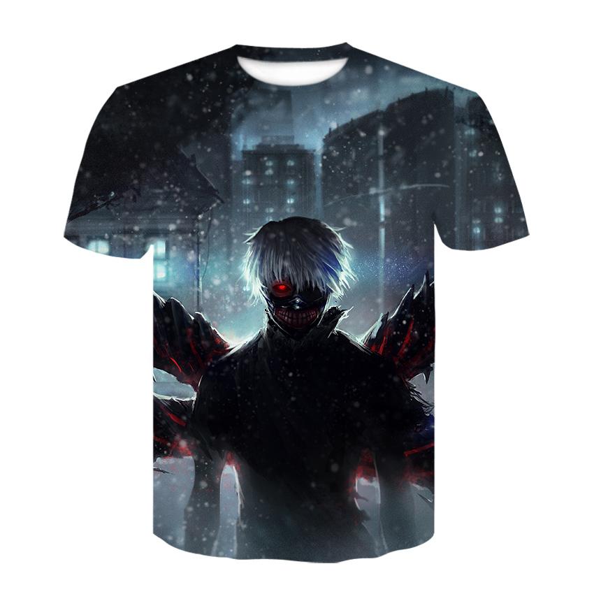 Strange Things Tokyo Ghoul Men 3D Graphic T Shirts Anime Ken Kaneki Print T Shirts Cartoon Loose Cotton Tshirts Hipster Tops