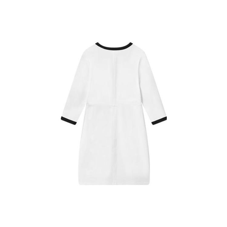 Fila Embroidered Logo Color Block Sports Casual Short Sleeve Dress Women Dresses White F11W111314F-WT