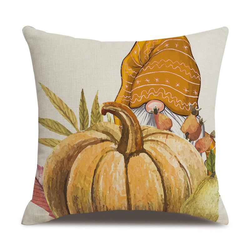 Thanksgiving Linen Pillow Case Autumn Pumpkin Print Supply Pillow Cushion Cover Premium Durable Quality Useful