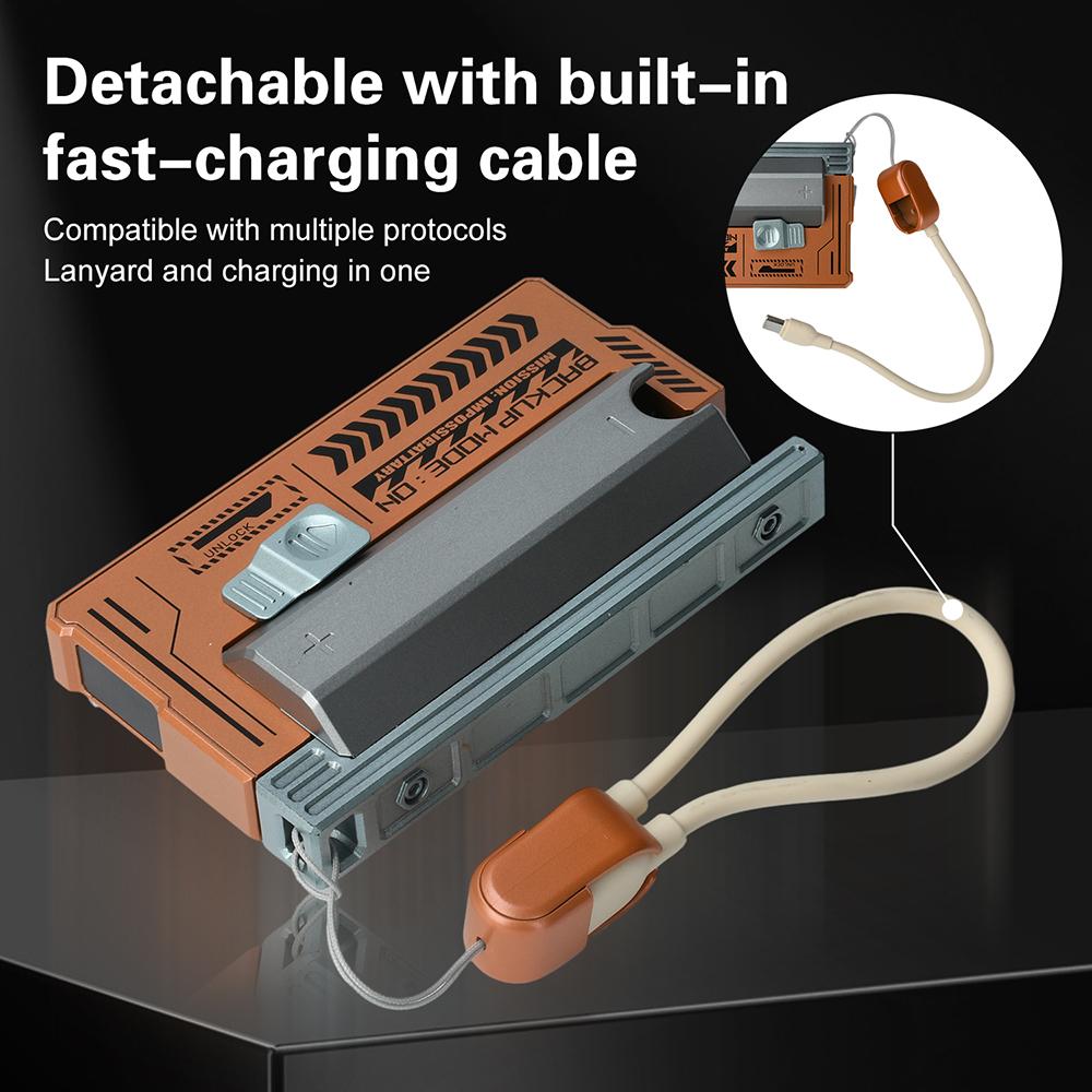 Type-C 1*21700 Mobile Power Supply Shell 22.5w Fast Charging With Built-In Hanging Rope Charging Cable DIY Battery Box