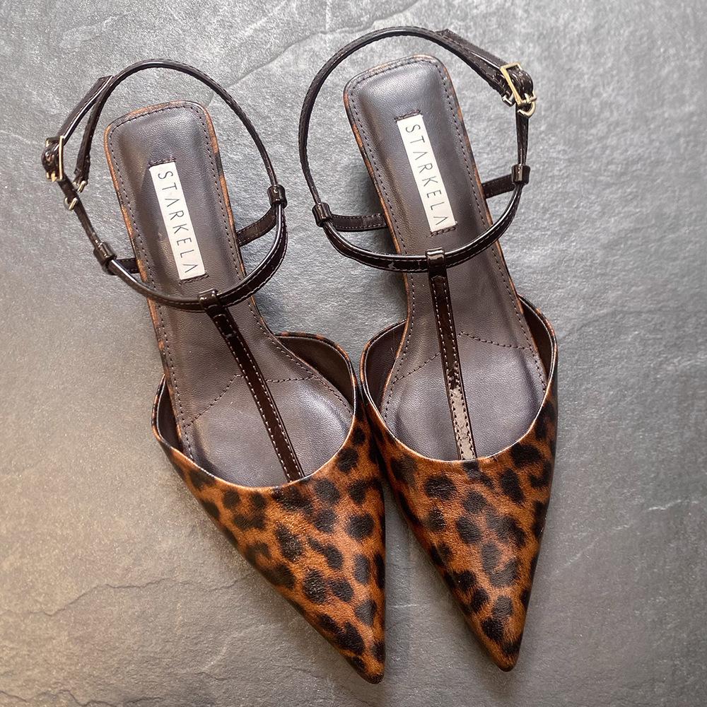 

Starkela Leopard Print High Heels Women S Thin Heels Pointed Sandals Sexy Temperament Versatile Fashion Shoes 35 коричневый