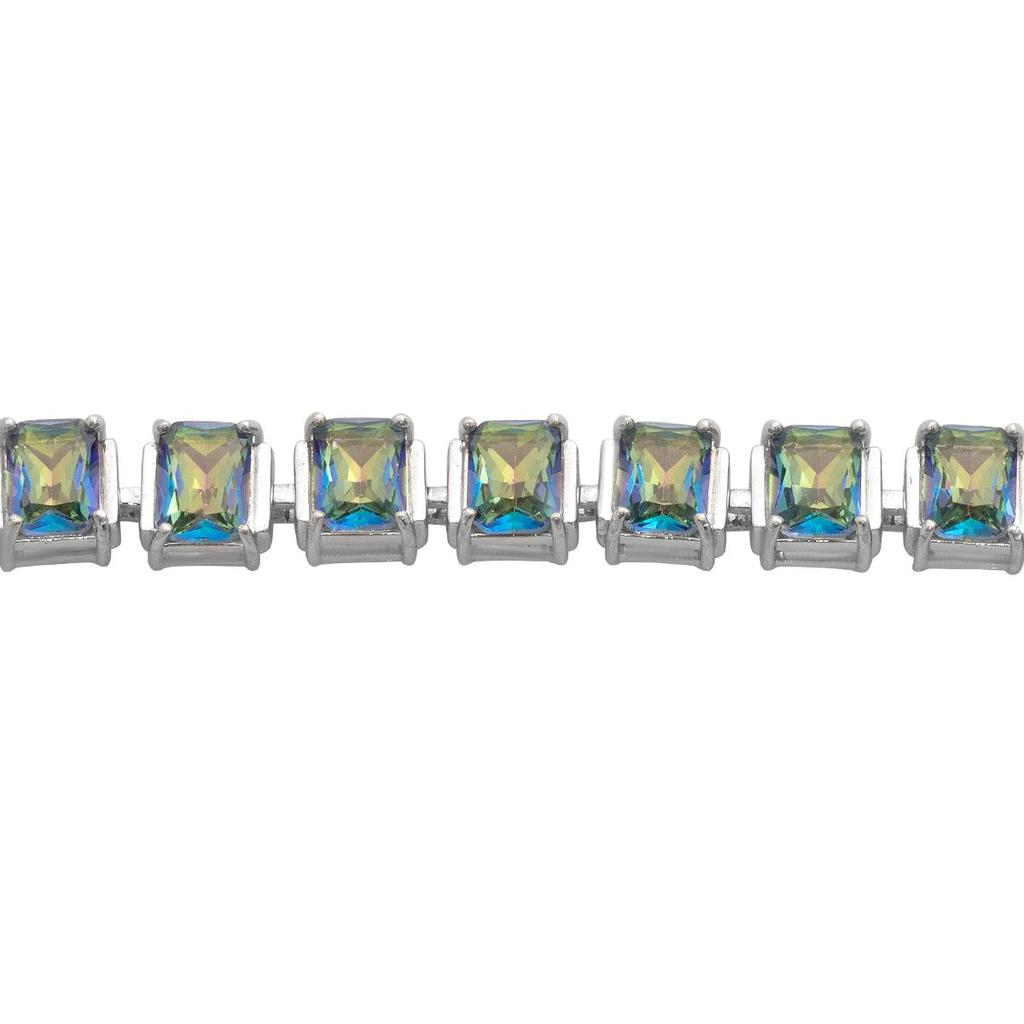 Серебряный браслет с мистик топазом, вес изделия 15,49 гр (2190783)