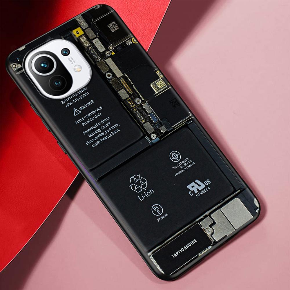 Motherboard Circuit Board Case for Xiaomi Mi 11 Ultra 11T 12 10T 9T Pro 12X Note 10 9 8 Lite A3 CC9E 10S Black Soft Phone Cover