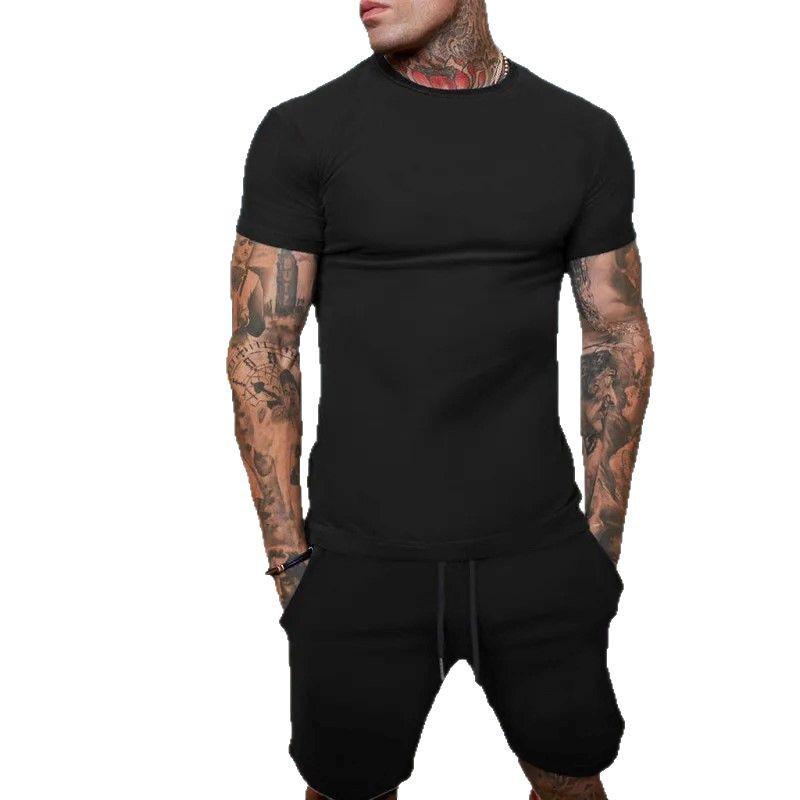 2026 Summer Street Style Men's Casual Plus Size Set - Short-Sleeved Shirt & Shorts