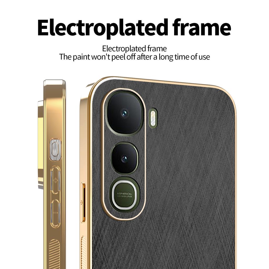 For vivo Y400 5G Case Electroplating Silk Texture PU+TPU Phone Back Cover