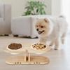 Tilted Cat Feeding Bowls Elevated Non-Slip Pet Feeding Dishes With Wood Stand Raised Tilted Cat Feeder For Indoor Household
