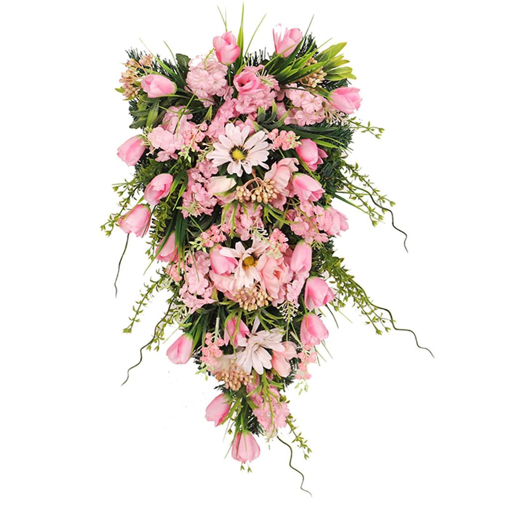 Flower Swag Decor Wall Hanging Decorative Teardrop Wreath for Home
