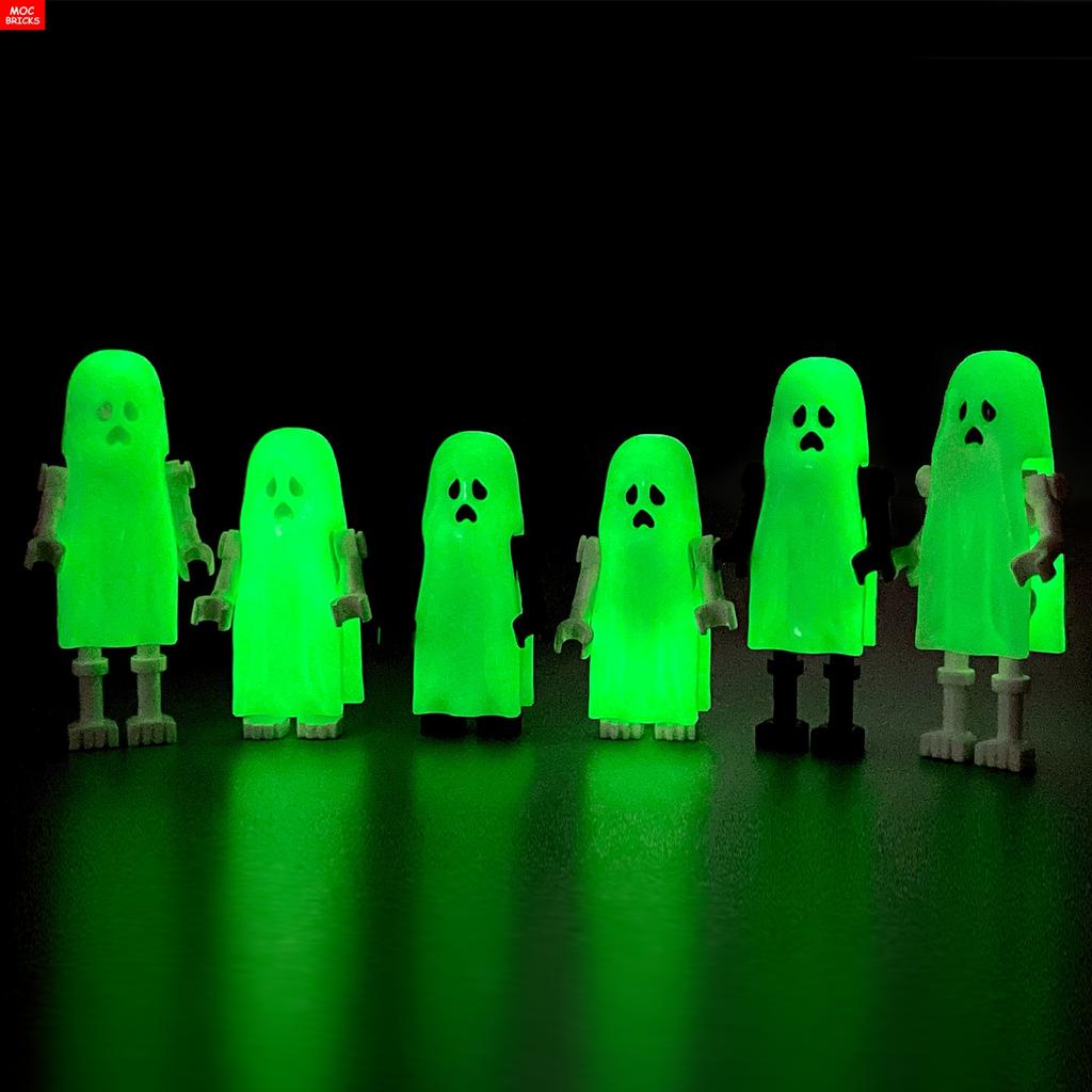 MOC Bricks Luminous Ghost Wolf Head Hands Heart Model Figure Body Part Small Compatible Educational Building Blocks Boy's Toys