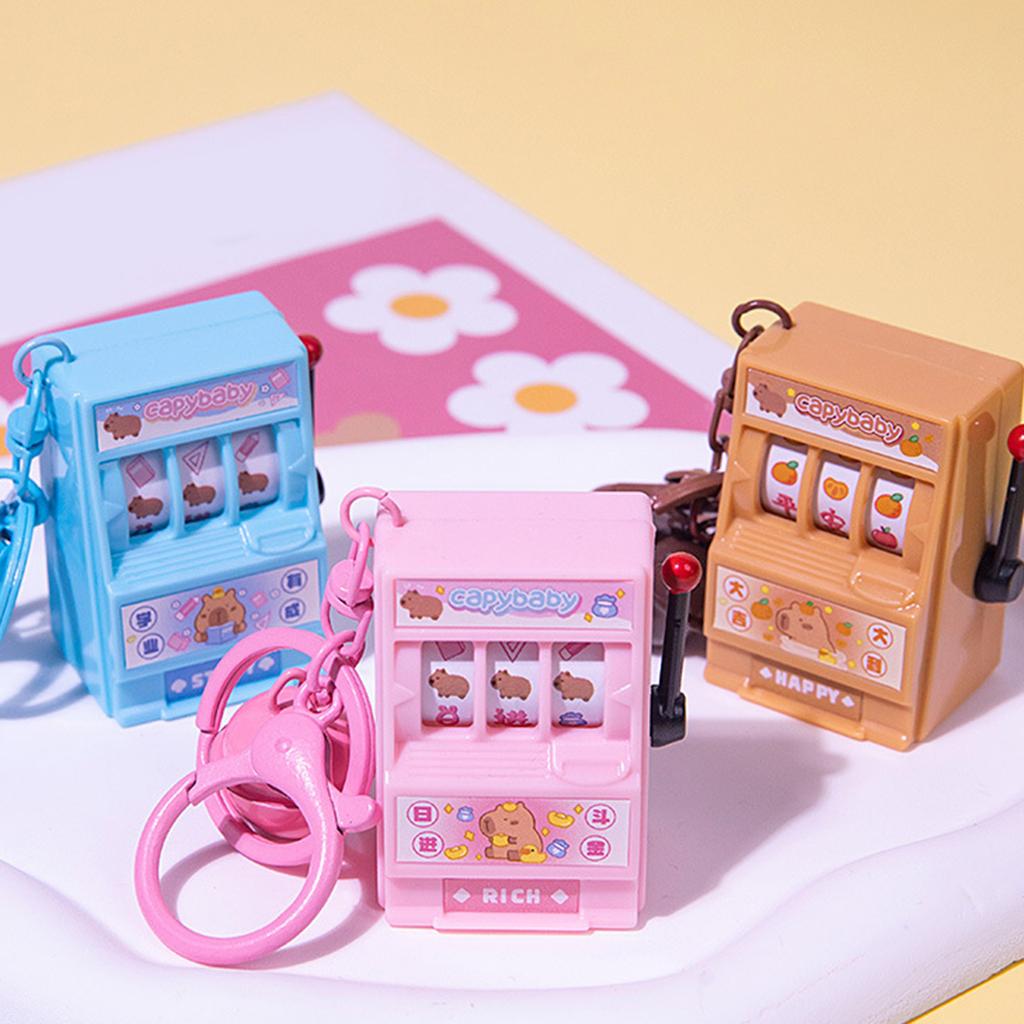 Porte-clés Jeu de Machine à Fruits Dessin Animé Capybara Fantaisiste Porte-clés Jeu de Fruits Capybara Accessoire de Sac Pour Bureau Loisirs