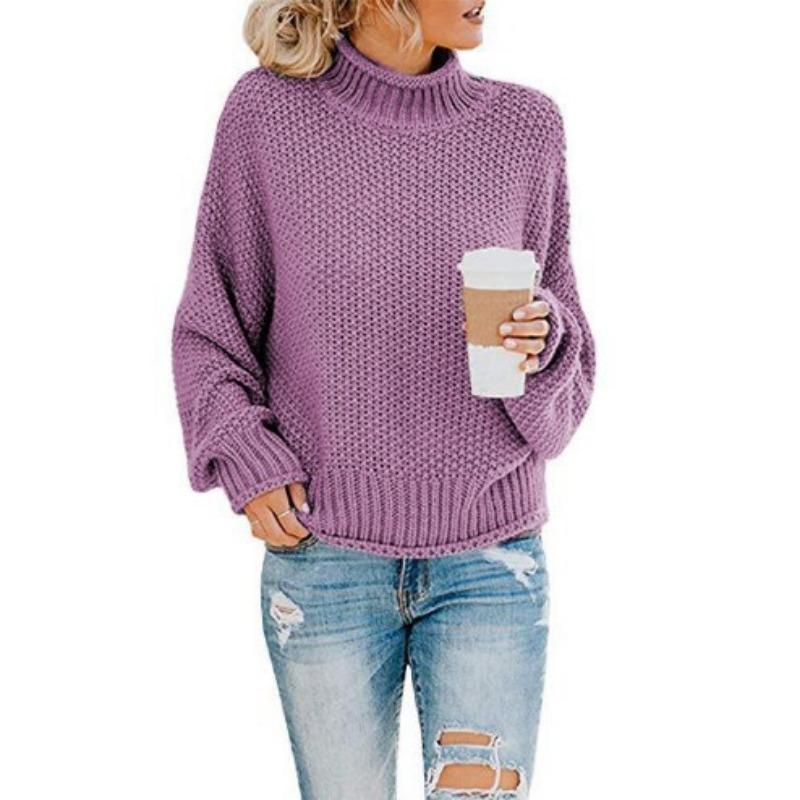 Women S Thick Knit Turtleneck Pullover Sweater For Autumn Winter