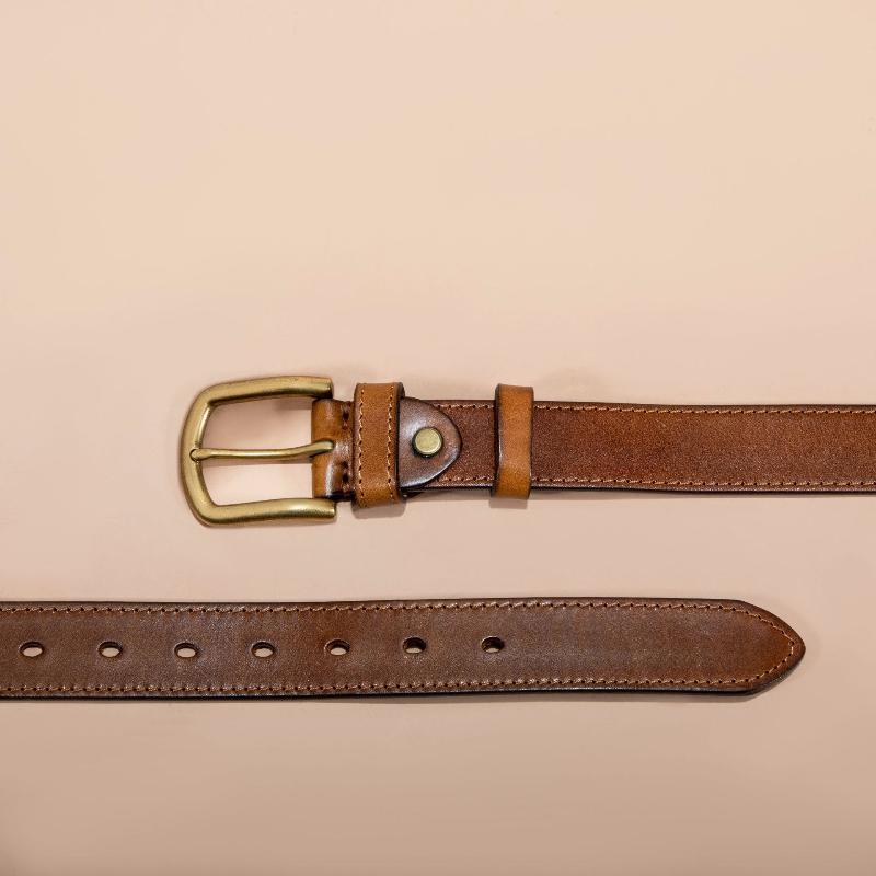 Trendy Personalized Leather Belt Men's Retro Pin Buckle Casual Versatile Men's Pants First Layer Cowhide Belt