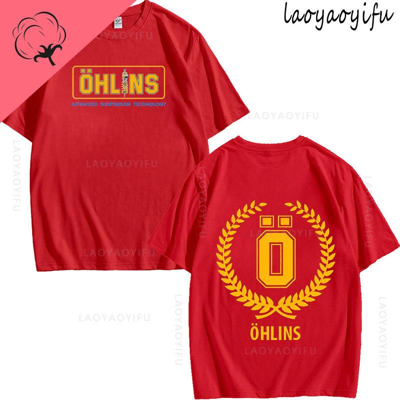 Ohlins Thema 100% Baumwolle Sommer Mode Herren O-Ausschnitt T-Shirt Hipster Herren T-Shirt Streetwear Oberteil Federung Auto Motorrad Sport Rennen