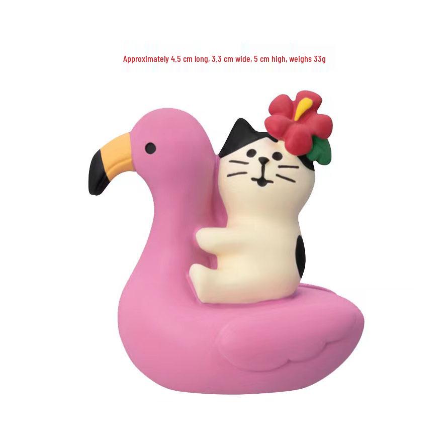 Japanese Summer Mermaid & Coconut Tree Resin Cat Zakka Blind Box Ornament