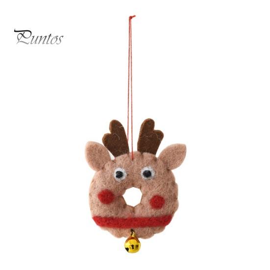 Cute Donut Shaped Festive Accents Christmas Felt Ornament, Handmade Wool Santa Claus, Elf, Snowman Soft Fluffy Tree Pendants Hanging Decor, Decoration