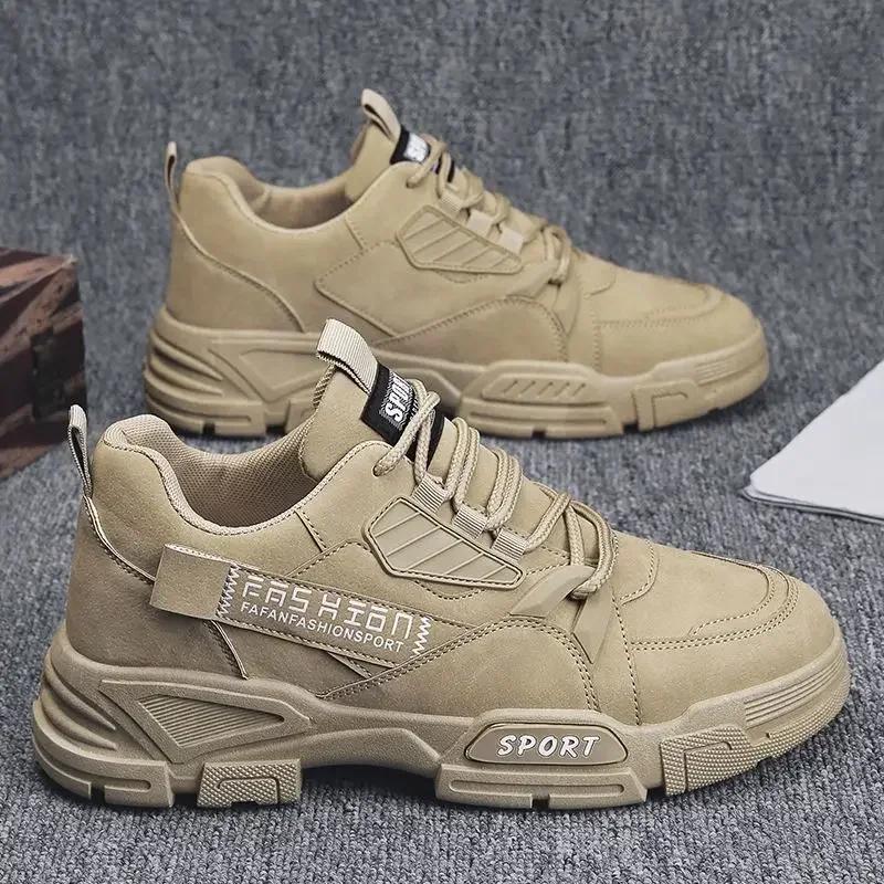 Men's Autumn New Breathable Work Shoes, Korean Style Versatile Thick-Soled Construction Site Work Casual Sneakers