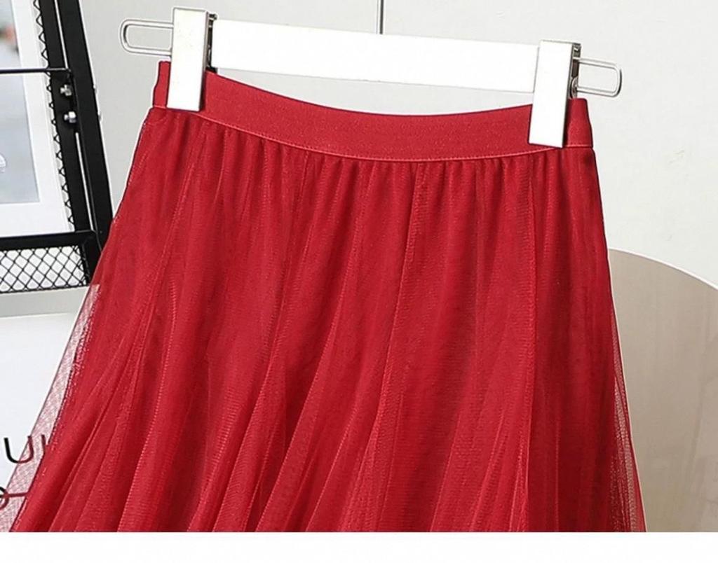 Damen Lila Mesh Midi Rock mit hoher Taille - 720° Schwung A-Linien Tüllrock für Square Dance und Fotoshootings