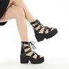 Mode Mode Plateforme Solide Sandales Femme Chaussures d'Été Bout Ouvert Style Romain Talons Hauts Mode Boucle Chaussures de Gladiateur Femme