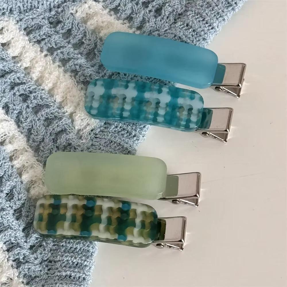 Fashion Acetate Checkered Hair Side Clips Broken Hair Bangs Clips Women Girls Sweet Cute Side Clips Elegant Duckbill Clip