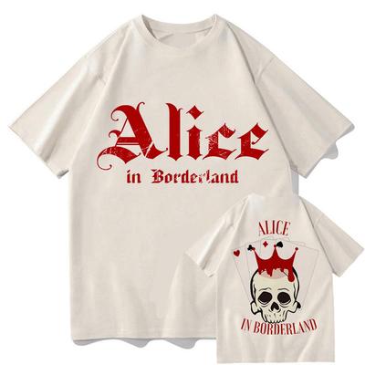 100% Cotton Vintage Alice In Borderlands Tour 2026 T-Shirt Fashion Men/Women Retro Oversize Loose Pure Cotton Clothes Tees Shirt