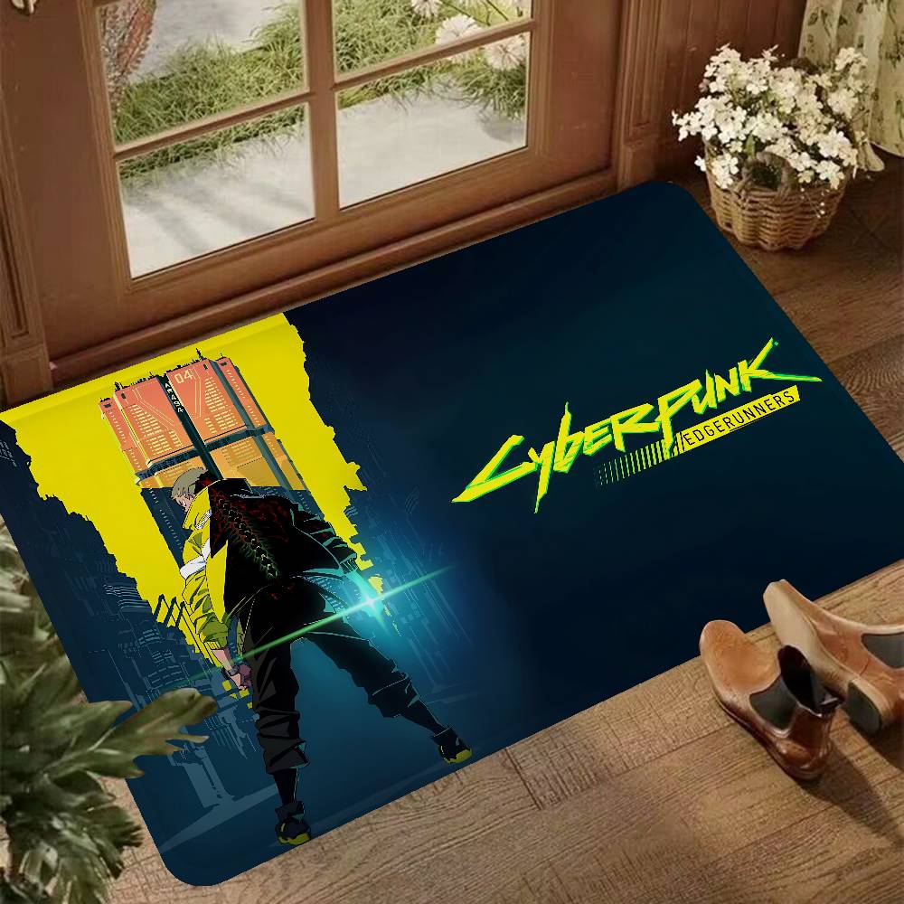 Cyberpunk Edgerunners Anime Hallway Carpet Washable Non-Slip Living Room Sofa Chairs Area Mat Kitchen Doormat Area Rug